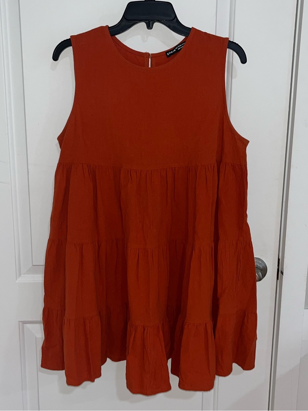 SHEIN Rust Orange Sleeveless Tiered Dress
